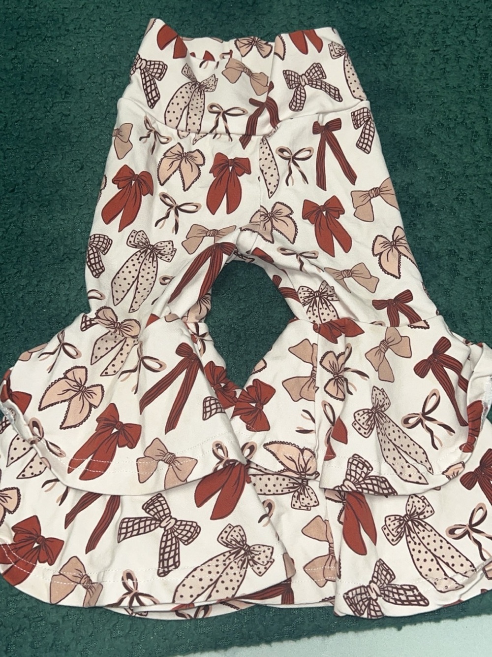 Bella Breeze Boutique Girls Bow Print Flare Pants